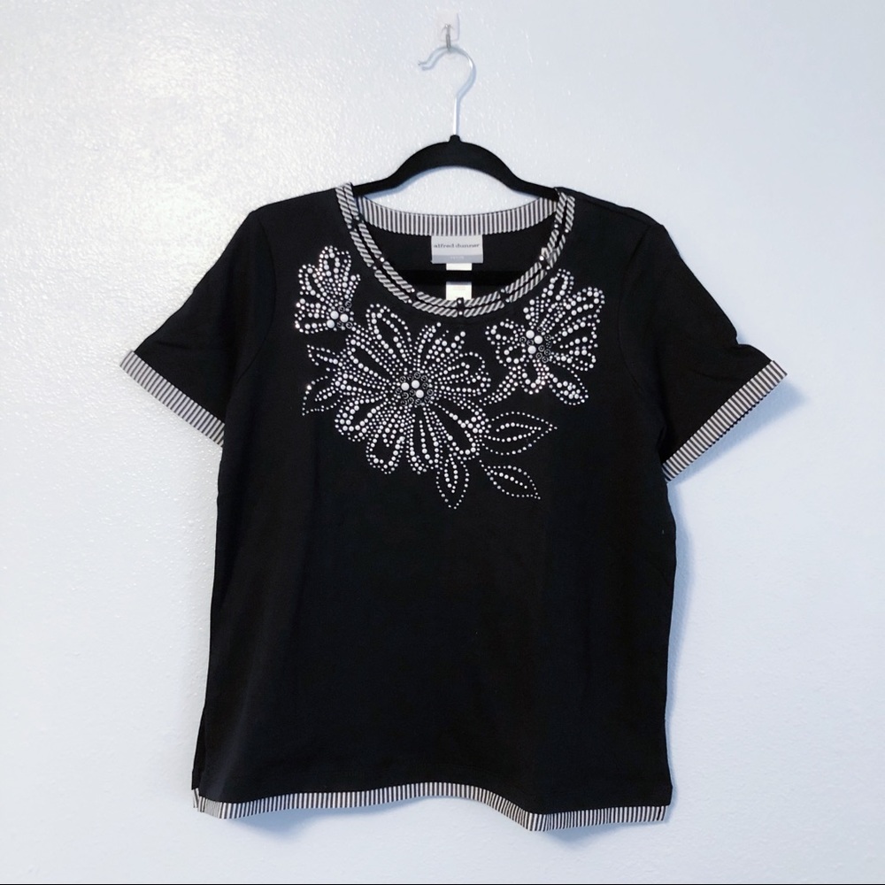 Alfred Dunner Black Rhinestoned Shirt